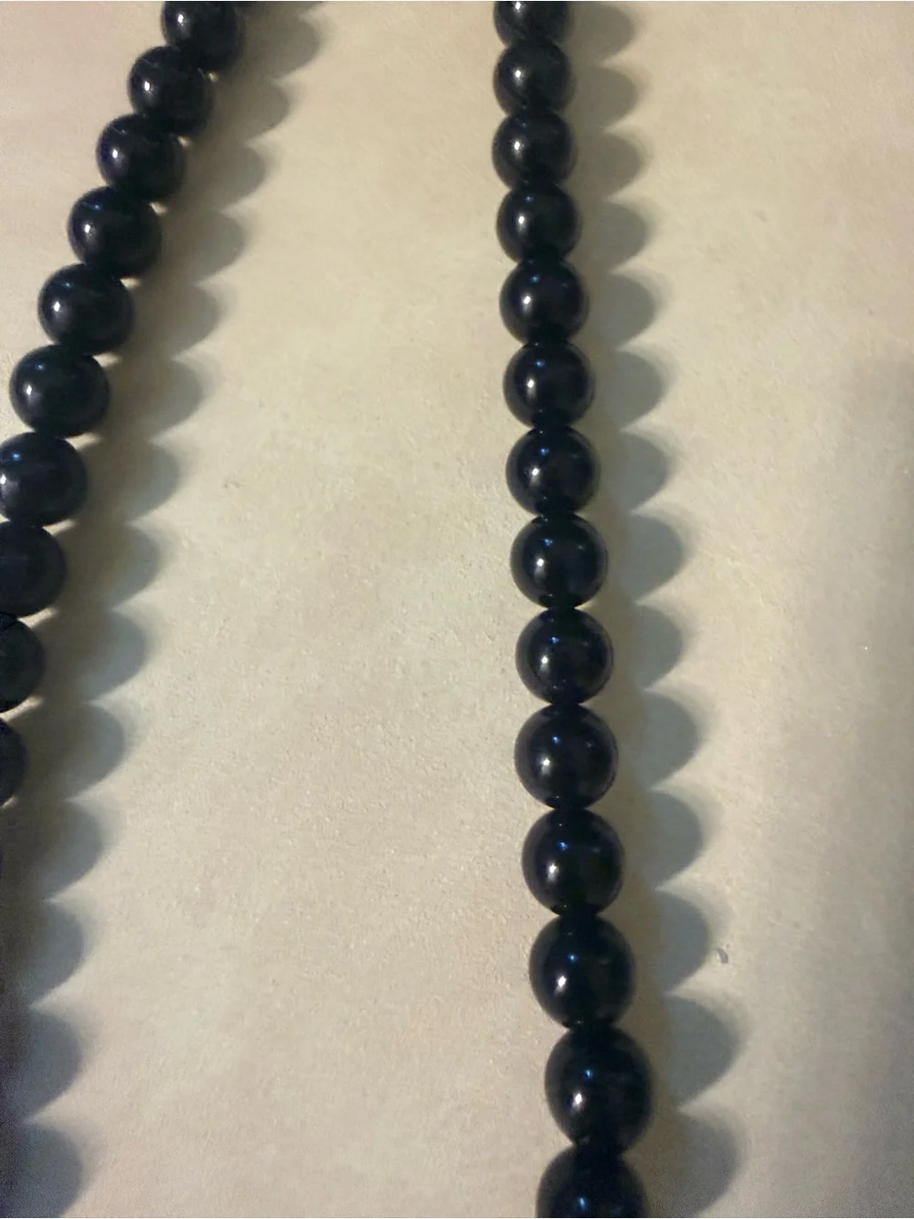Black Beaded Necklace with Clear Shell Accent